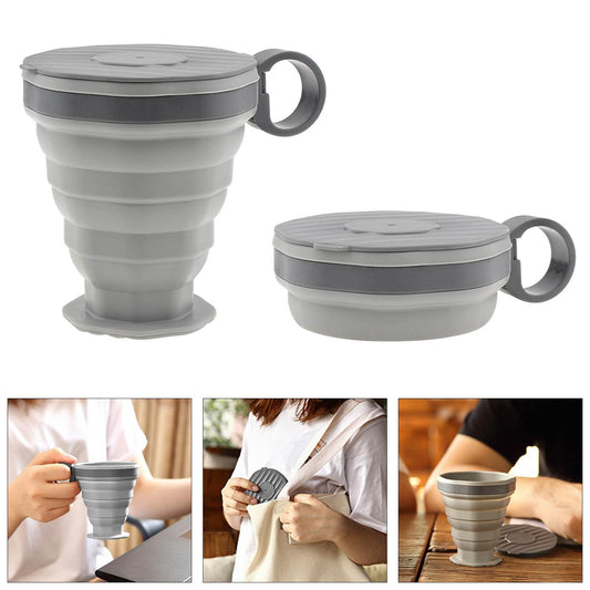 TQEONKL Collapsible Camping Cup, Silicone Foldable Travel Cup, Portable Leak Proof Drinking Cup, Expandable Sport Bottle for Outdoor Camping Travel and Hiking, Reusable Silicone Cup