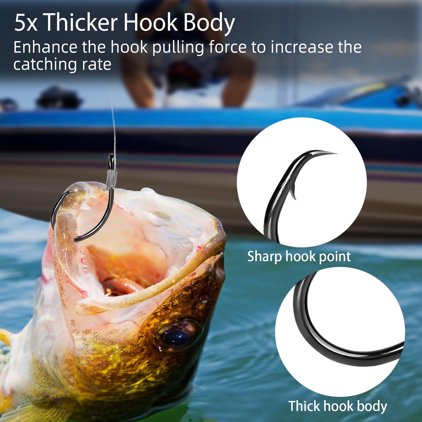 FishTrip Circle Hooks Saltwater 25pcs,in-Line Circle Fishing Hooks 5X Strong for Catfish,Black/High Carbon Steel/Non-Offset/Closed Eye/Wide Gap for Striped Bass Salmon (Size 2/0)