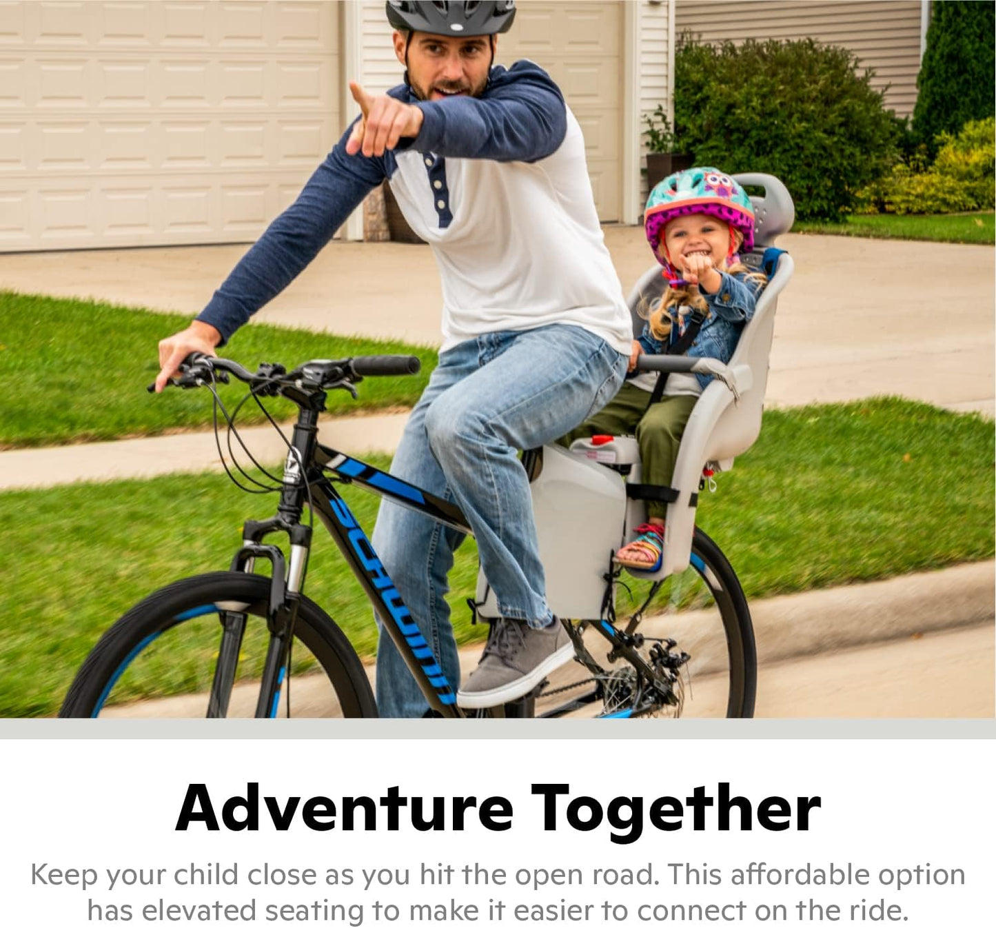 Schwinn Deluxe or Ovation Child Bike Carrier, Seats one Kid Ages 1+, Frame Mount, Adjustable Safety Harness, Quick Release Design, Comfortable Padding, Rear-Mounted Child Bike Seat for Toddler