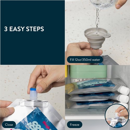 Magic Gel Ice Pack for Coolers - Long Lasting Lunch Box Ice Pack - Reusable Freezer Packs for Cool Boxes - No Leakage to Keep Food Dry in Cooler for Picnics and Outings