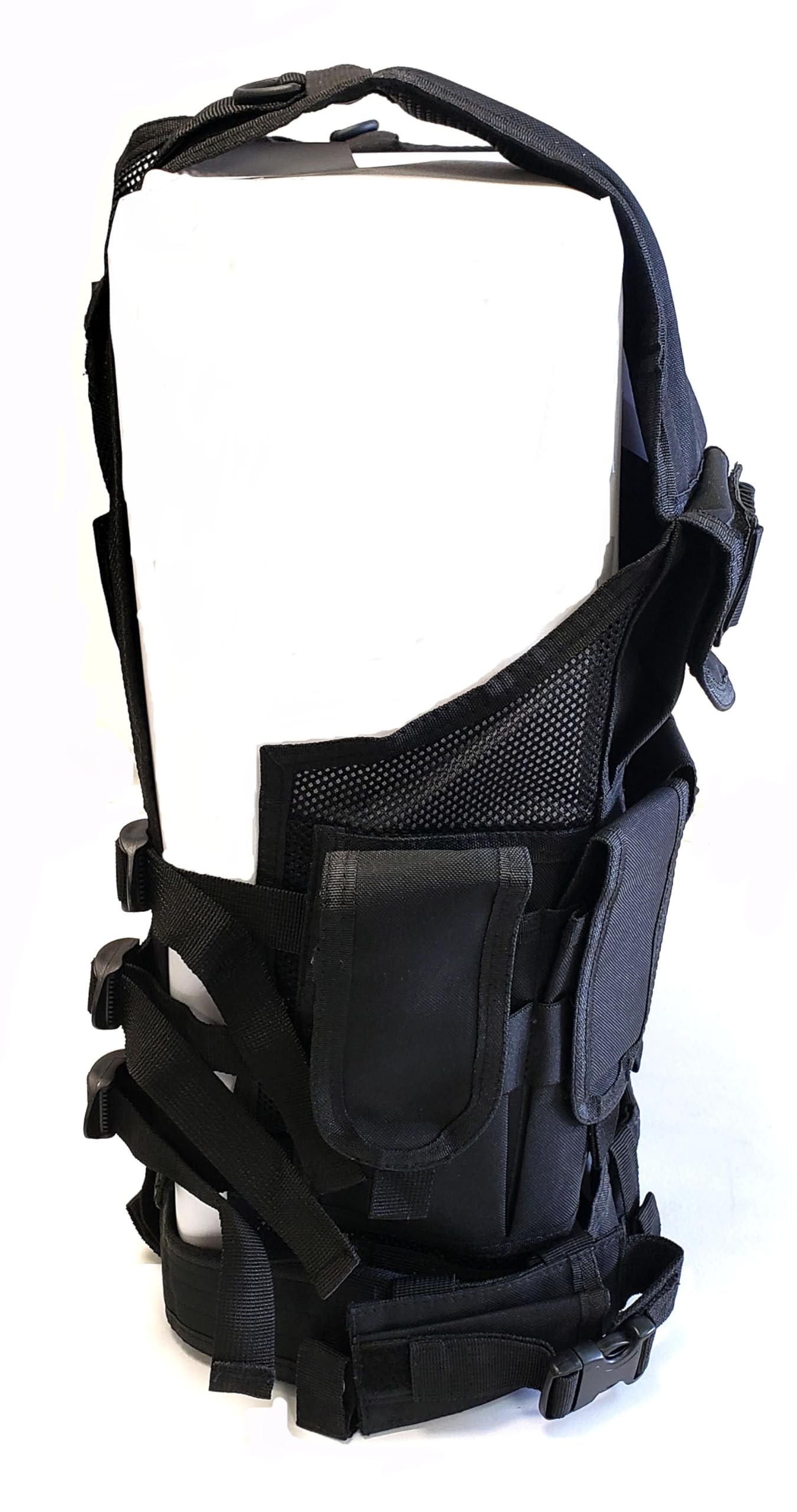 3Skull Light Weight Upgraded Tactical Airsoft or Paintball Vest - Duty Belt, Pistol Holster, 9 Pouches - Black, One Size