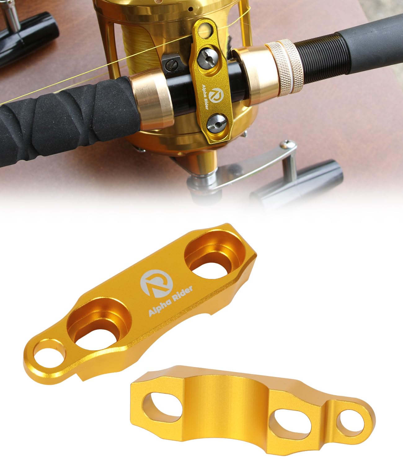 Fishing Reel Rod Clamp Fishing Reels Parts for Penn 20 30 50 70 International V VI Series Reel Rod Clamp Mount Anodized Aluminum Alloy Gold (NO Screws)