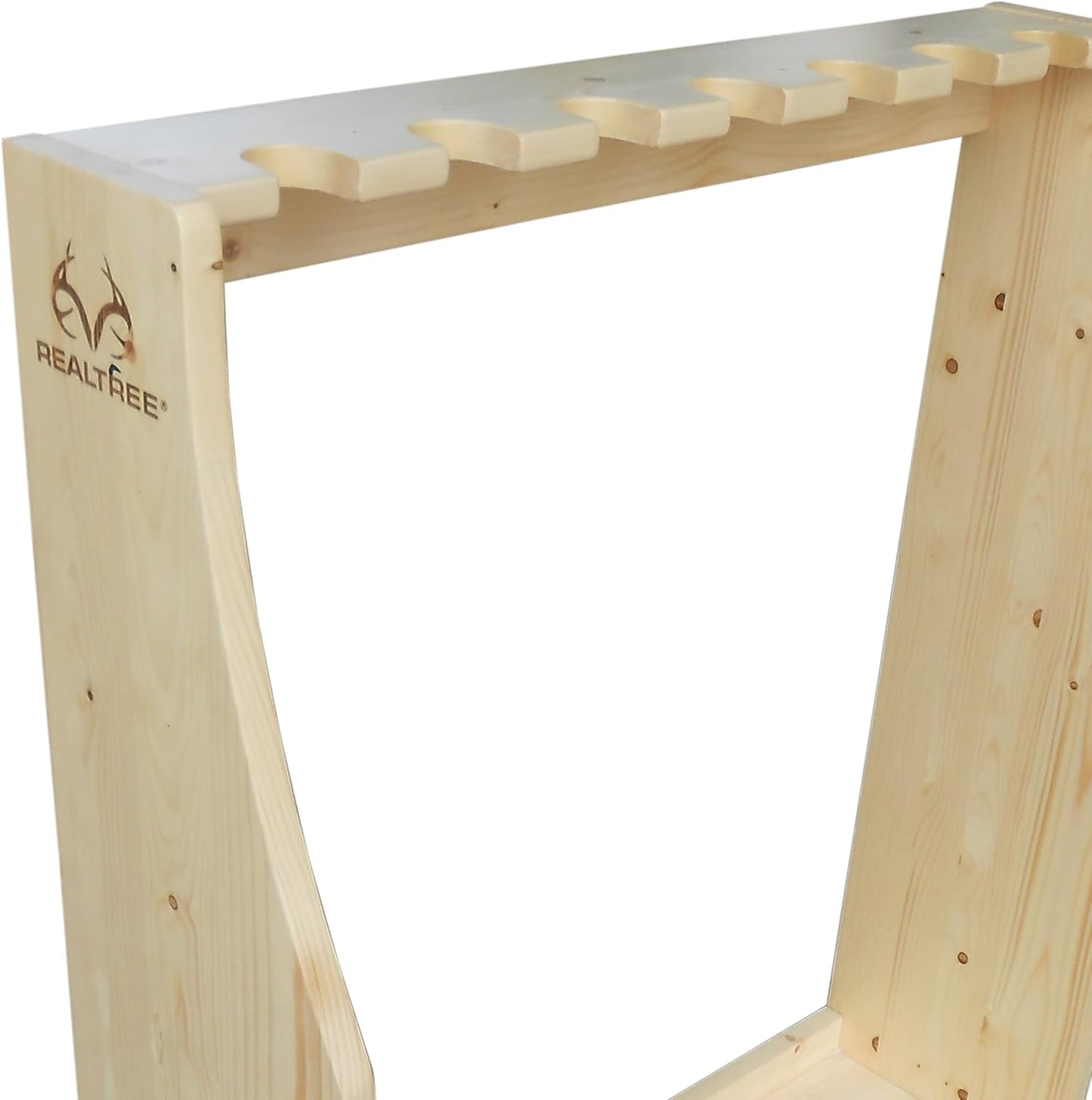 Rush Creek Creations | Freestanding Indoor Gun Rack for Rifles and Shotguns, Gun Holder for 7 Guns, Superb Alternative for a Gun Cabinet or Gun Safe for Rifles and Pistols | Realtree Solid Pine