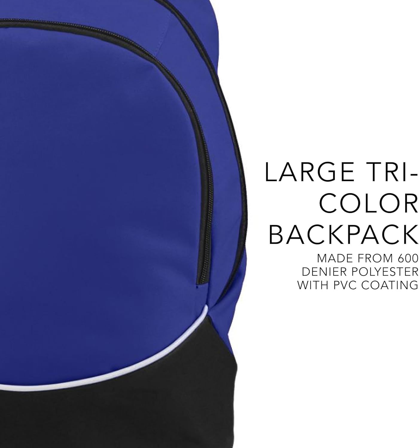Tri-Color Large Backpack for Sports & Travel - Purple/Black/White by Augusta Sportswear