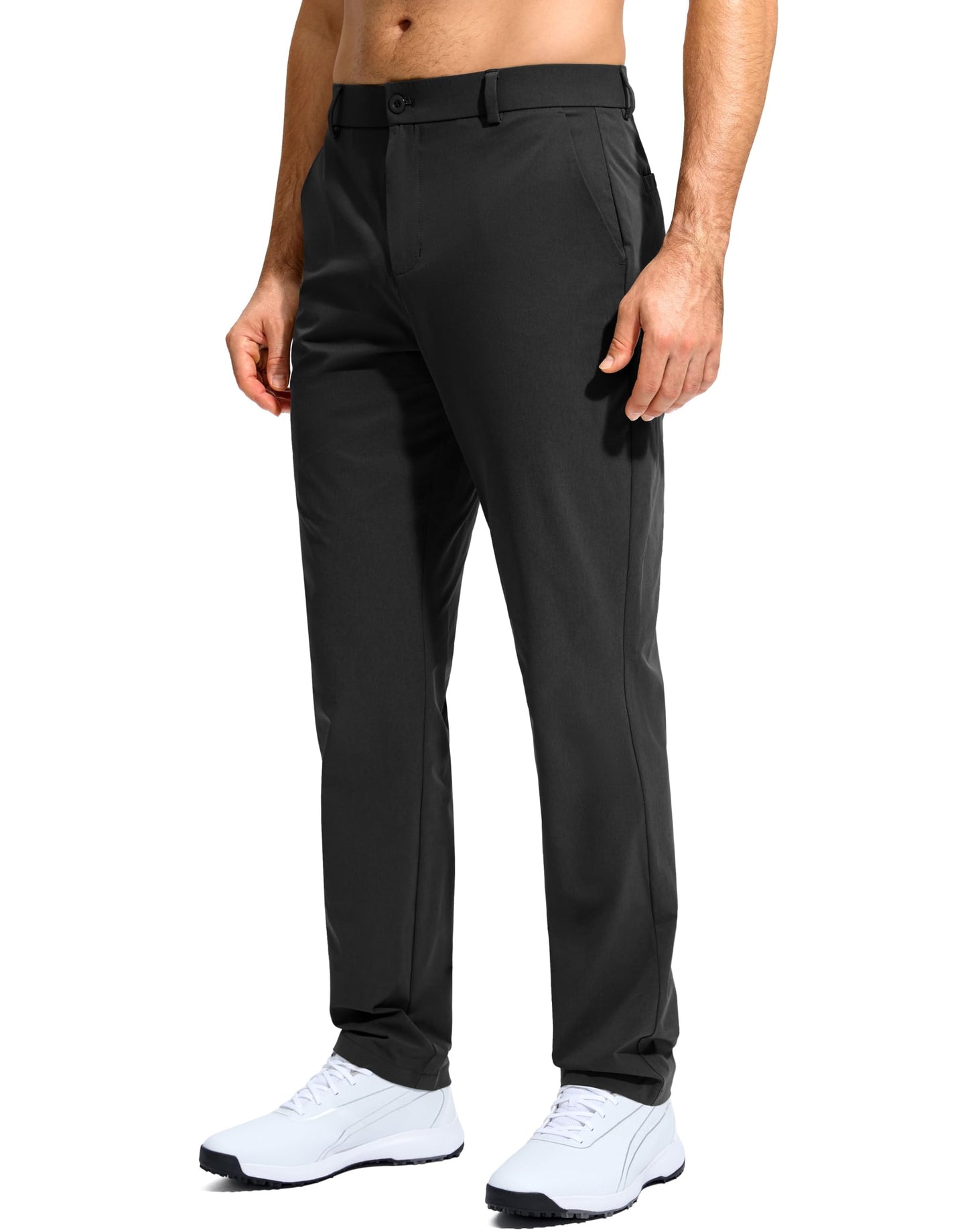 G Gradual Mens Golf Pants Stretch Dress Casual Pants 30"/32"/34" Lightweight Work Travel Slacks for Men with 4 Pockets(Black,L32.W34)