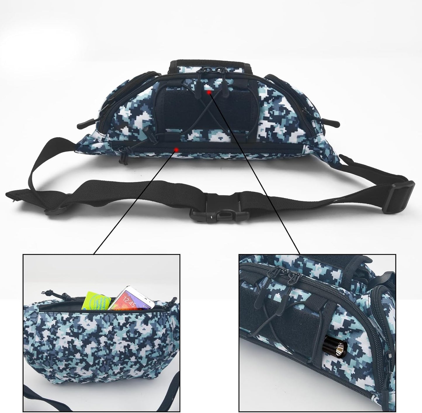ArcEnCiel Tactical Fanny Pack for Men Waist Bag Hip Belt Outdoor Hiking Fishing Bumbag with Patch