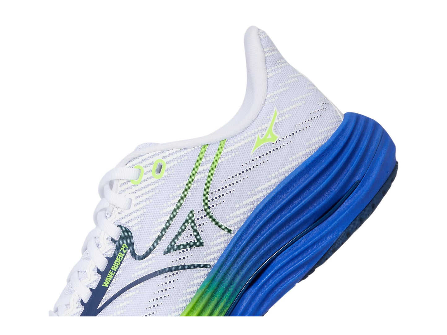 Mizuno Men's Wave Rider 29 Running Shoe, White-Estate Blue, US Mens 16