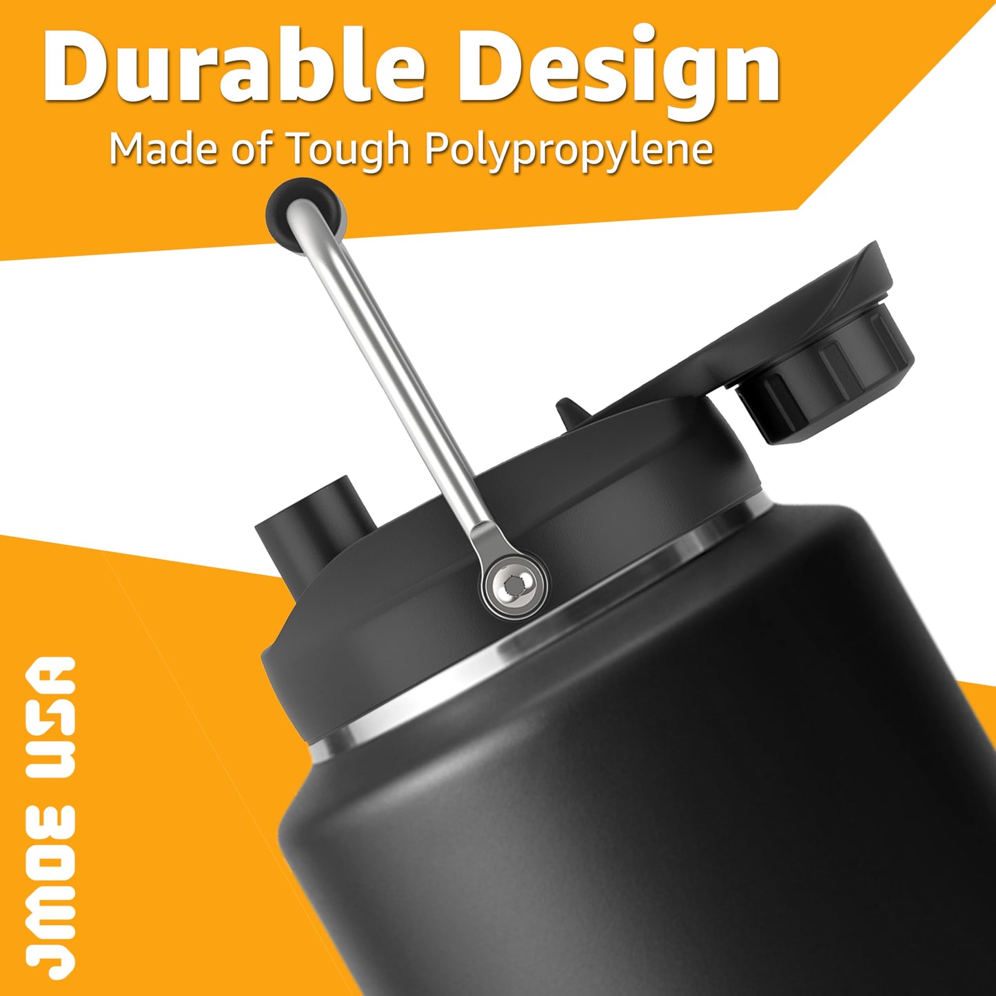 Jmoe USA Improved Jug Lid for Yeti Half Gallon and One Gallon Rambler Jugs | 2 in 1 Replacement Lid | Large Chug Spout and Leakproof Flip Straw | BPA Free Plastic | Includes 4 Straws