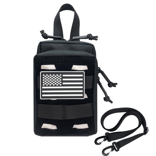 Tactical Reflective Molle Admin Pouch, Molle General Purpose Pouch EDC Molle Utility Tool Pouch Organizer Bag Modular Pouches Cummerbund Belt Pouch with Patch (1 pcs Vertical Black with Patch)