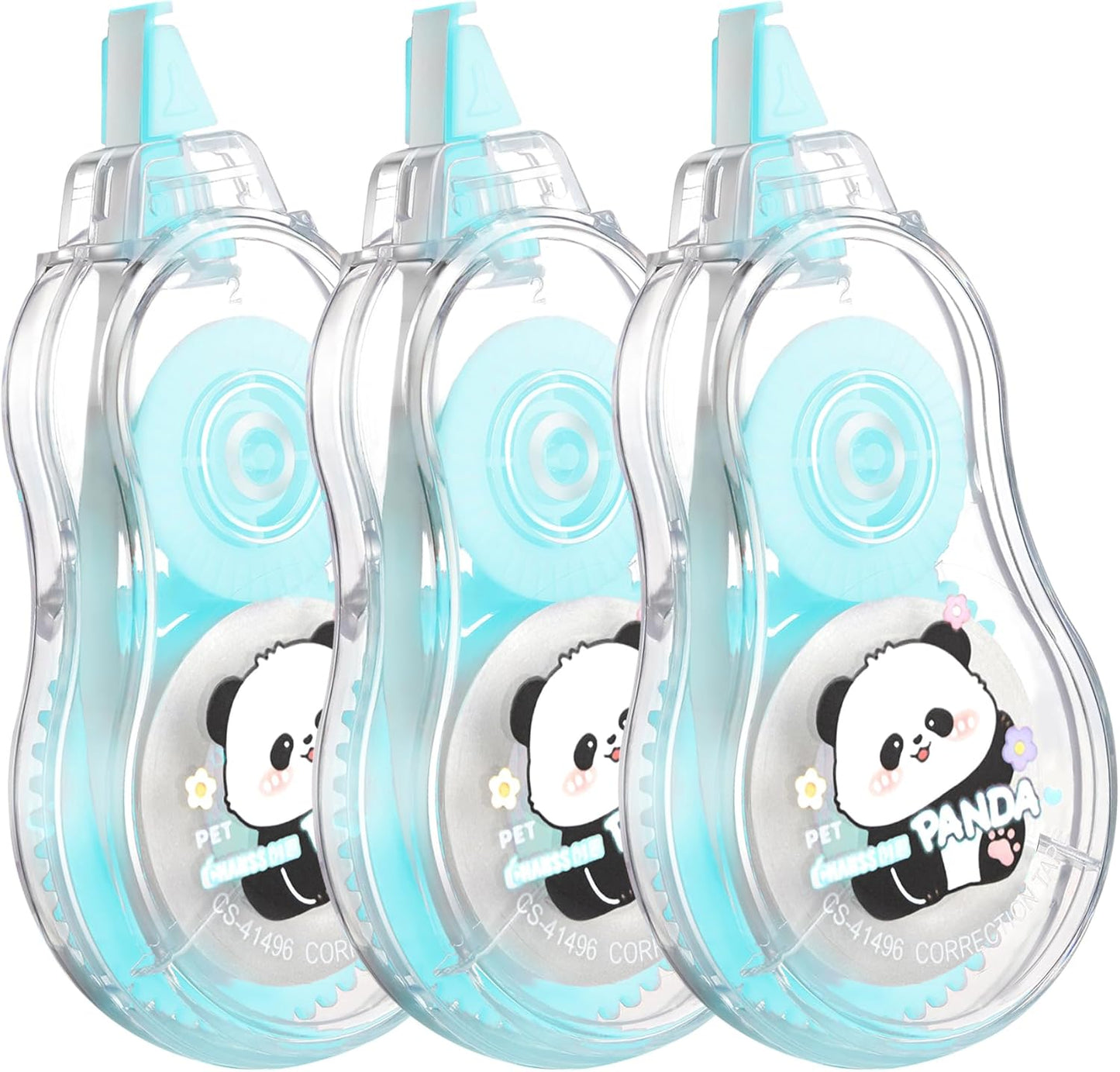 Aesthetic and Cute Gourd-Shaped White Correction Tape, 39.37ft（12m）, 3-Count Pack, Easy to use, Dry Instantly, Clean and Tear-Resistant Tape Office or School Supplies（Cyan）