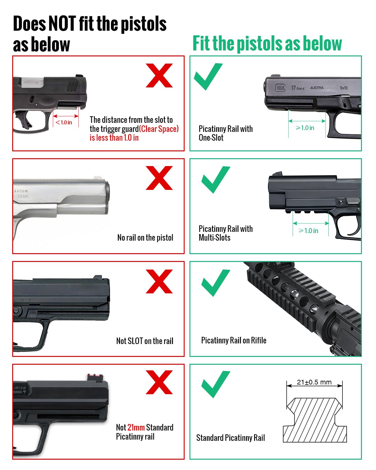 Gmconn Pistol Green Blue Red Purple Laser Sight with Rechargeable Magnetic USB Port, Low Profile Picatinny Mount Purple Dot Sight (Green Laser)