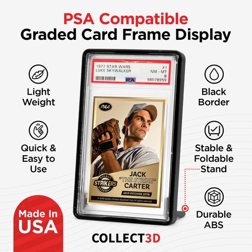 Graded Trading Card Frame Display with Folding Stand | Fits PSA | 10 Pack (Black) | Secure Fit Protection | Easy Storage | Display & Protect Your Cards