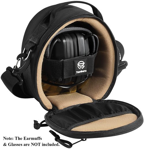 TacGuru Premium Shooting Ear Protection Bag, Universal Fit for Most Slim Profile Foldable Earmuffs, Black