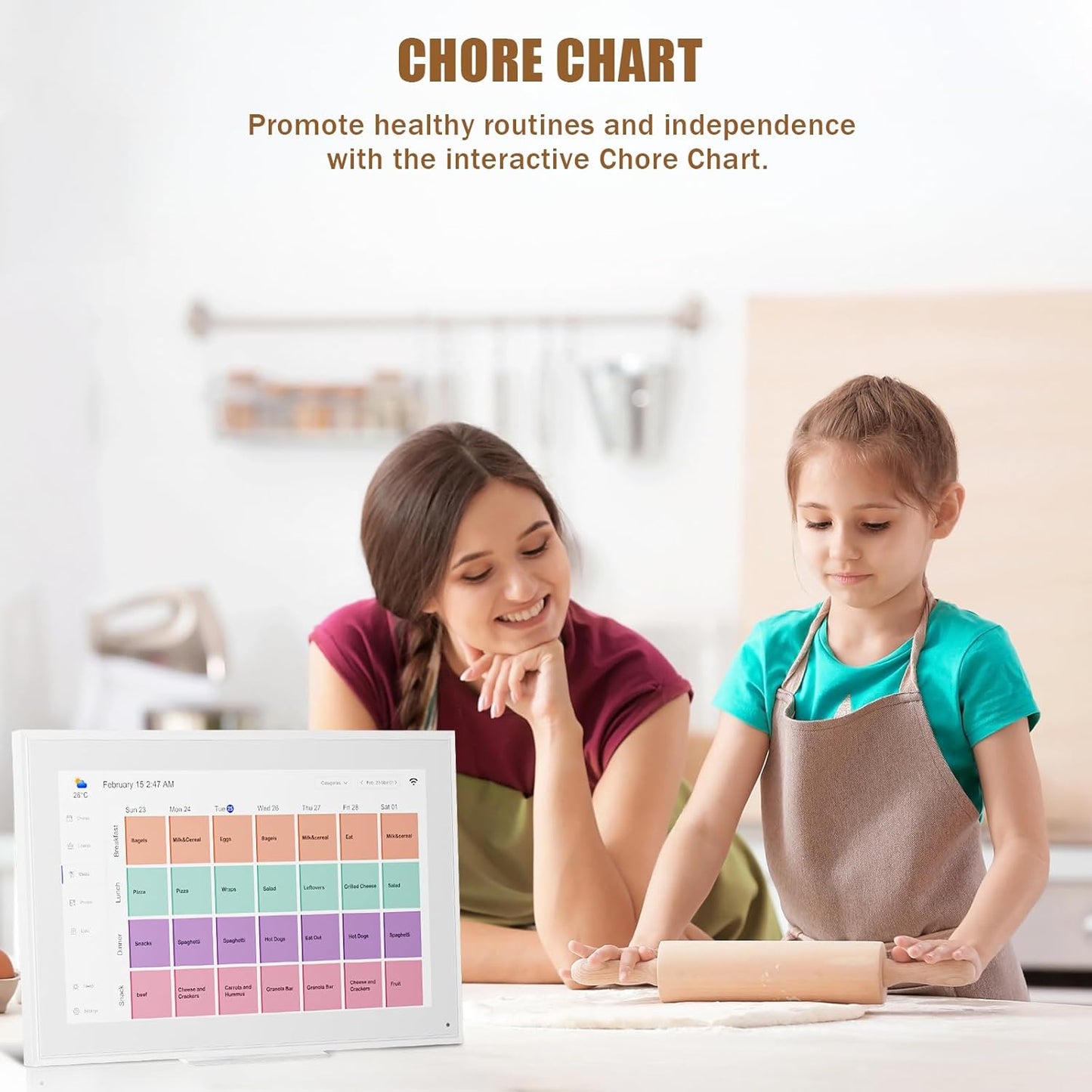 Smart Digital Calendar: 21.5-Inch Electronic Wall Calendars & Chore Chart, Full HD Interactive Touchscreen Display for Family Schedules Planner,Seamless Scheduling/Organizing-Wall/Desk Mountable