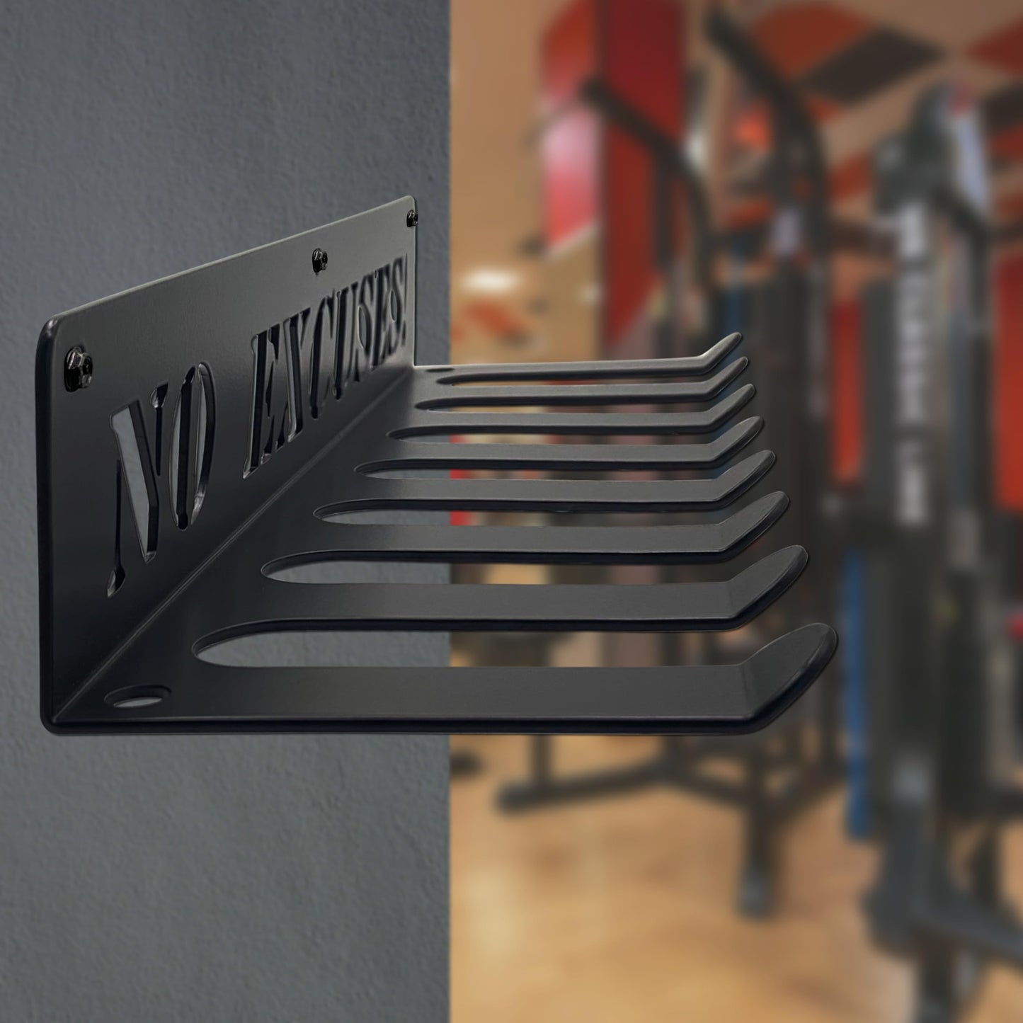 Home Gym Essentials - 16.7 Inch, 8 Hook Gym Storage Rack for Dumbbells, Resistance Bands, Barbell Bars, Jump Ropes & Lifting Belts