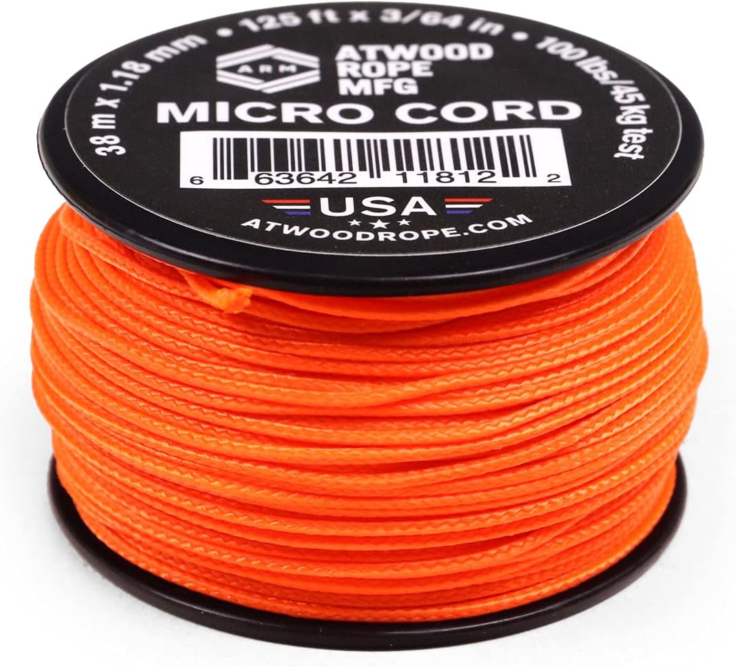 Atwood Rope MFG Micro Utility Cord 1.18mm X 125ft Reusable Spool | Tactical Nylon/Polyester Fishing Gear, Jewelry Making, Camping Accessories