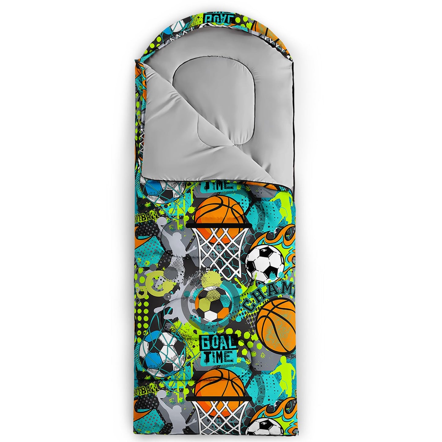 AILONEN Boys Kids Sleeping Bags,Lightweight,Waterproof,3 Season Warm & Cool Weather,Sport Basketball Camping Sleeping Bags for Boys Girls Kids,Traveling,Outdoors