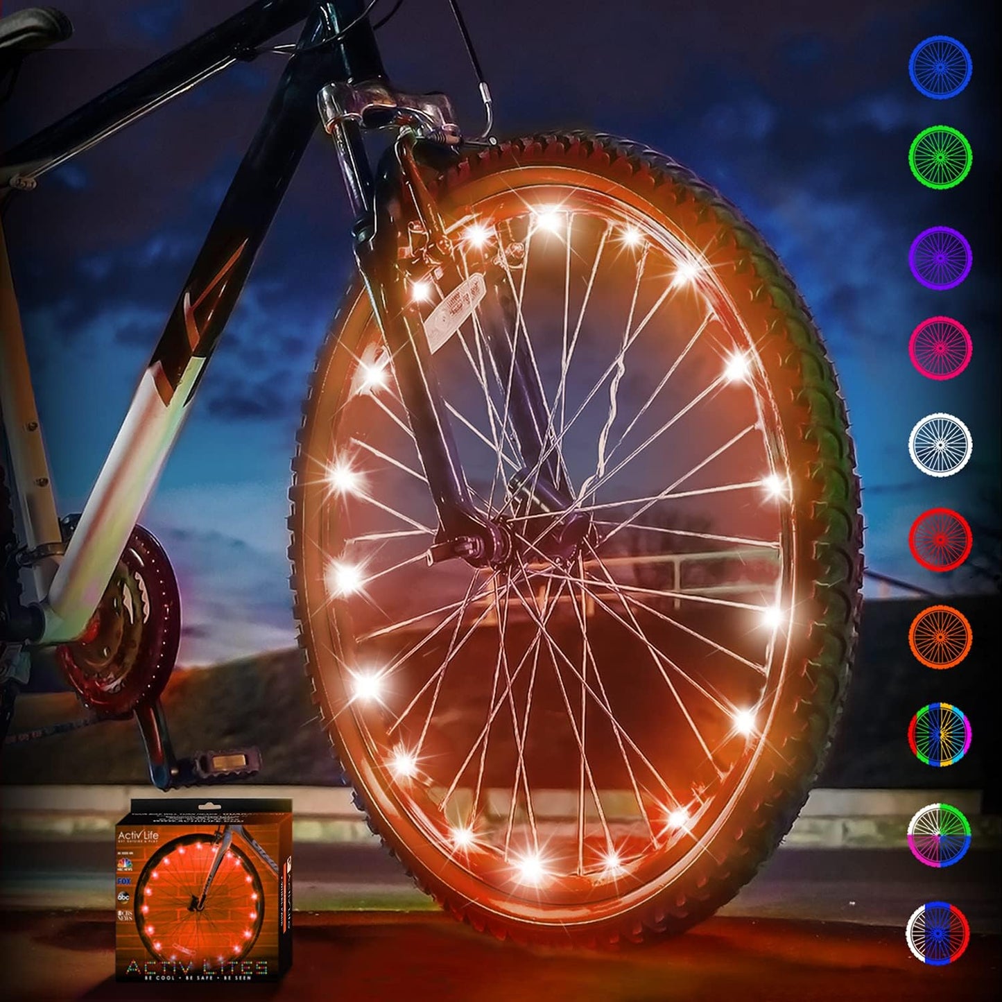 Activ Life LED Bike Wheel Lights with Batteries Included, Get 100% Brighter and Visible from All Angles for Ultimate Safety & Style (1 Tire Pack, Multicolor)