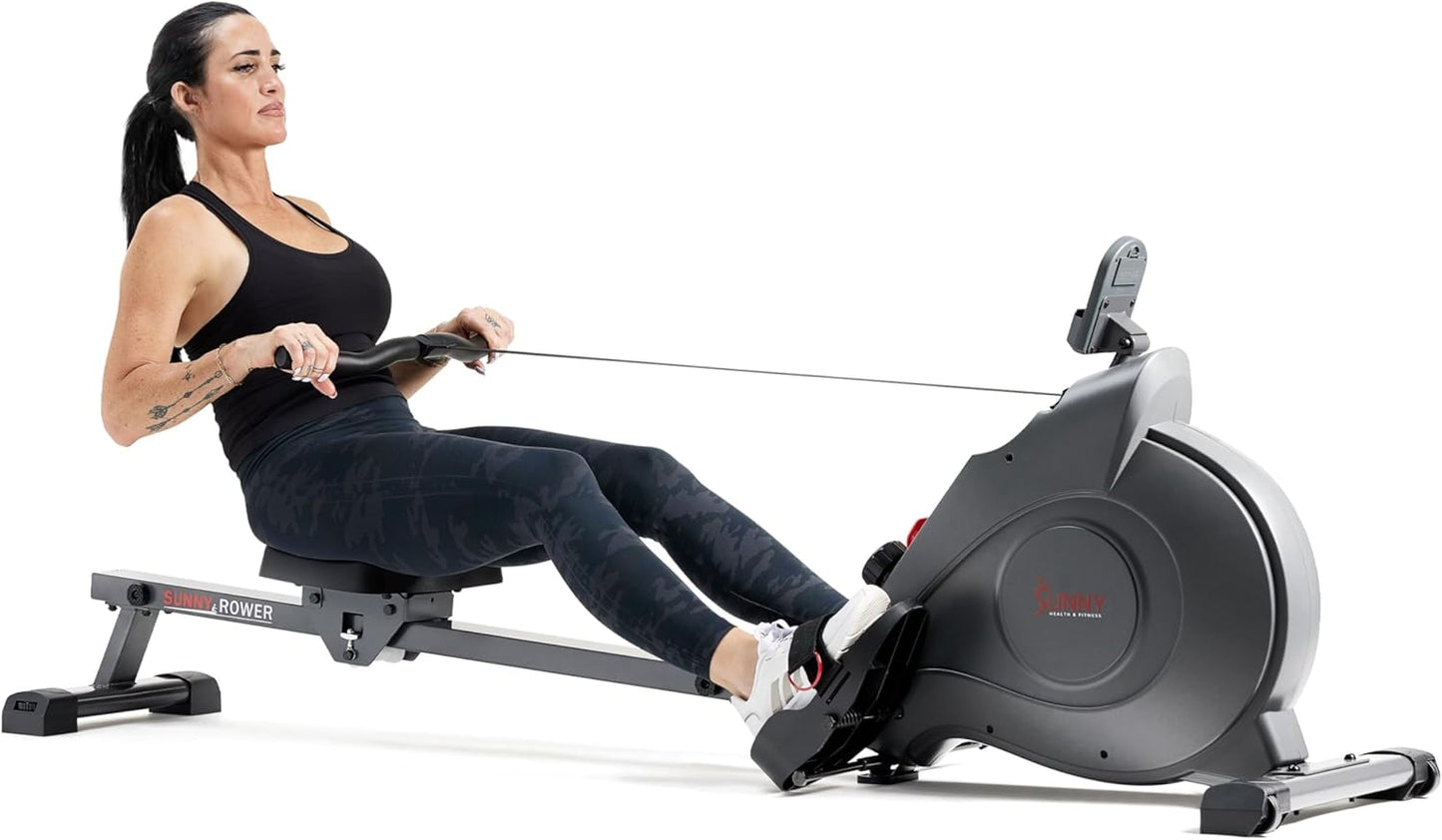 Sunny Health & Fitness Foldable Rowing Machine for Home - Full-Body Low-Impact Workout, Quiet Operation & Free SunnyFit App