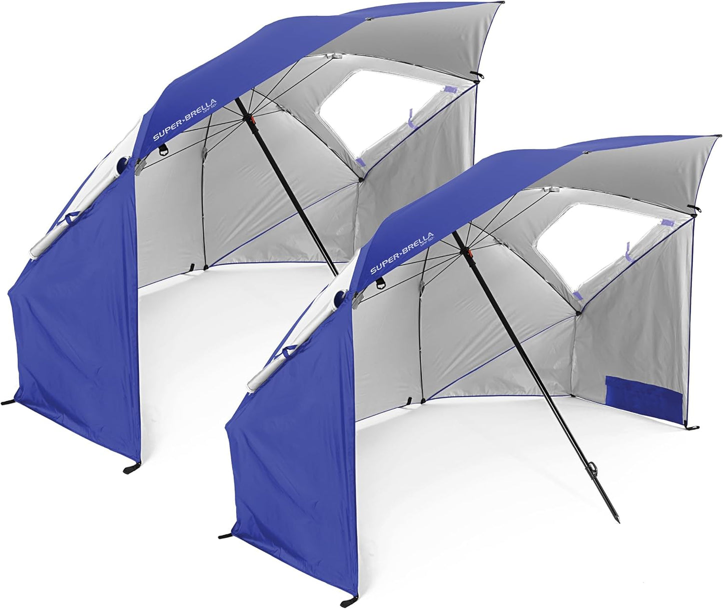 Sport-Brella Super-Brella SPF 50+ Sun and Rain Canopy Umbrella for Camping, Beach and Sports Events (8-Foot, Blue)