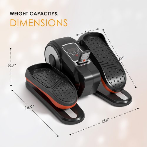SogesPower Under Desk Elliptical Exercise Machine, Ellipse Leg Exerciser for Seniors with 12 Adjustable Speeds, Electric Seated Pedal Exerciser for Home with Remote Control, Black&Orange