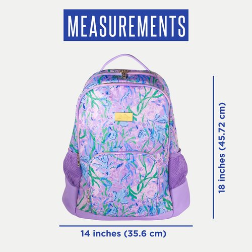 Lilly Pulitzer Large Backpack with Pockets, Adjustable Strap, and Handle, Large Bookbag for Work and Travel, Secret Escape