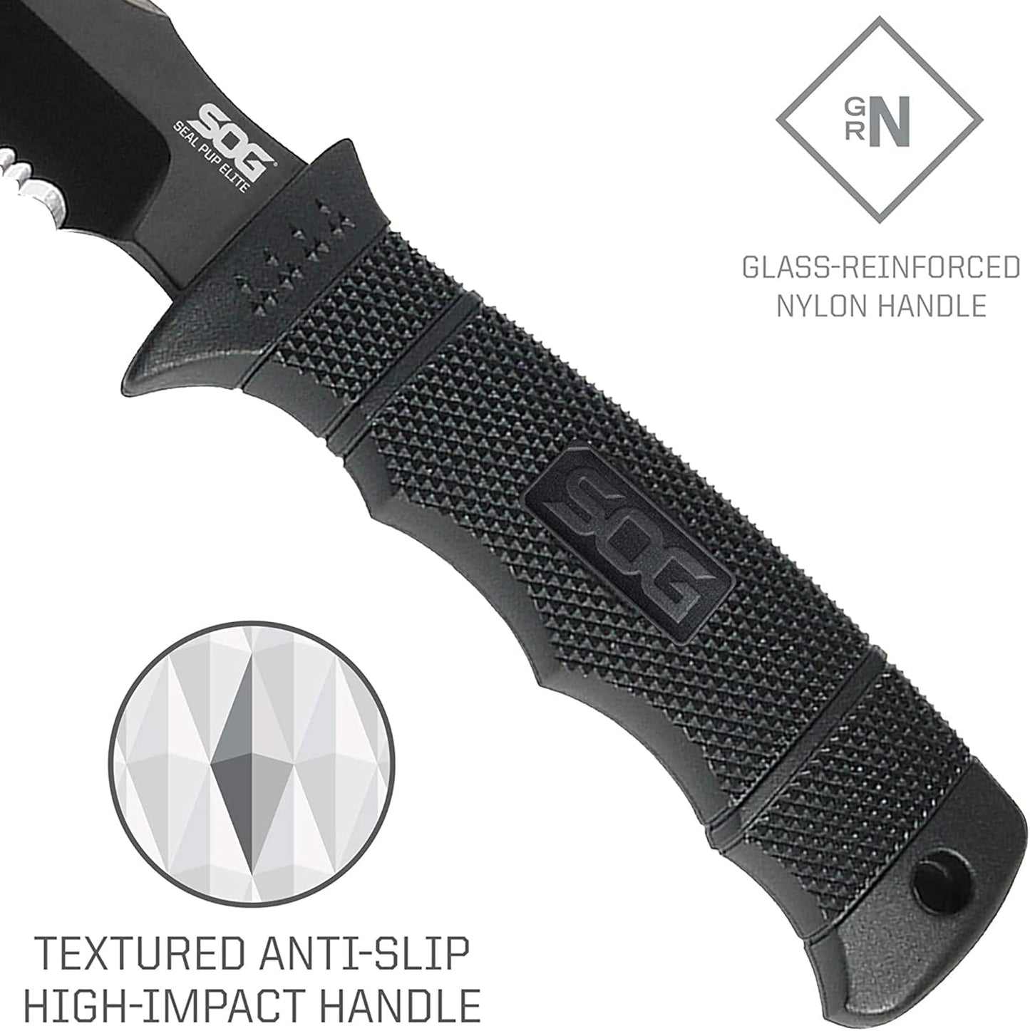 SOG Seal Pup Elite Tactical Fixed Blade- Survival and Hunting Knife with Sheath, 4.75 Inch Combat Knife Blade (E37T-K)