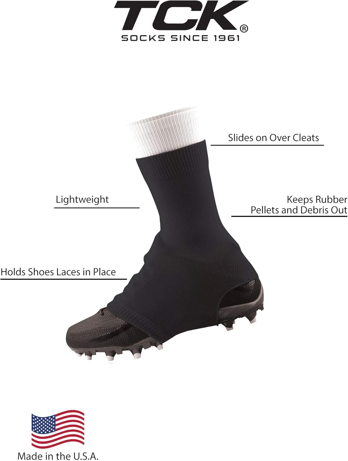 TCK Football Spat Cleat Covers - Lace Covers Youth and Adult Sizes for Boys Girls Men Women Soccer