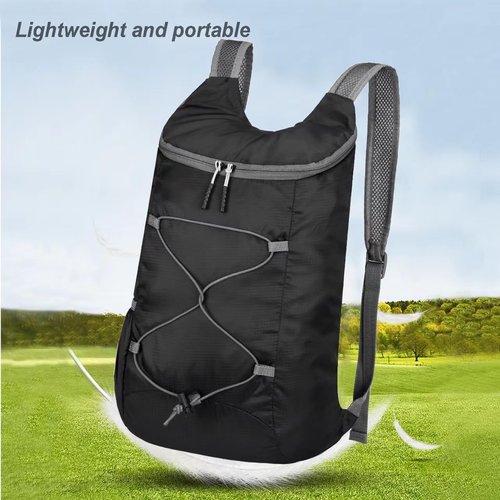 levayhill 16L Lightweight Foldable Hiking-Backpack Small Packable-Daypack For Travel,Ultralight Water-Resistant Gym Bag Men Women Easy Carry-on (Black&Gray)