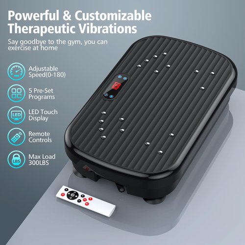 PUREROYI Vibration Plate Exercise Machine, Vibration Plate for Lymphatic Drainage 330 Lbs Capacity Whole Body Vibration Platform Machines Helps Weight Loss Shaping Toning Wellness Home Gyms Office