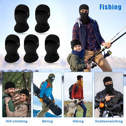 Suhine Winter Balaclava Ski Mask Windproof Thermal Full Face Mask Cold Weather Balaclava with Reflective Stripe(Black,10 Pcs)
