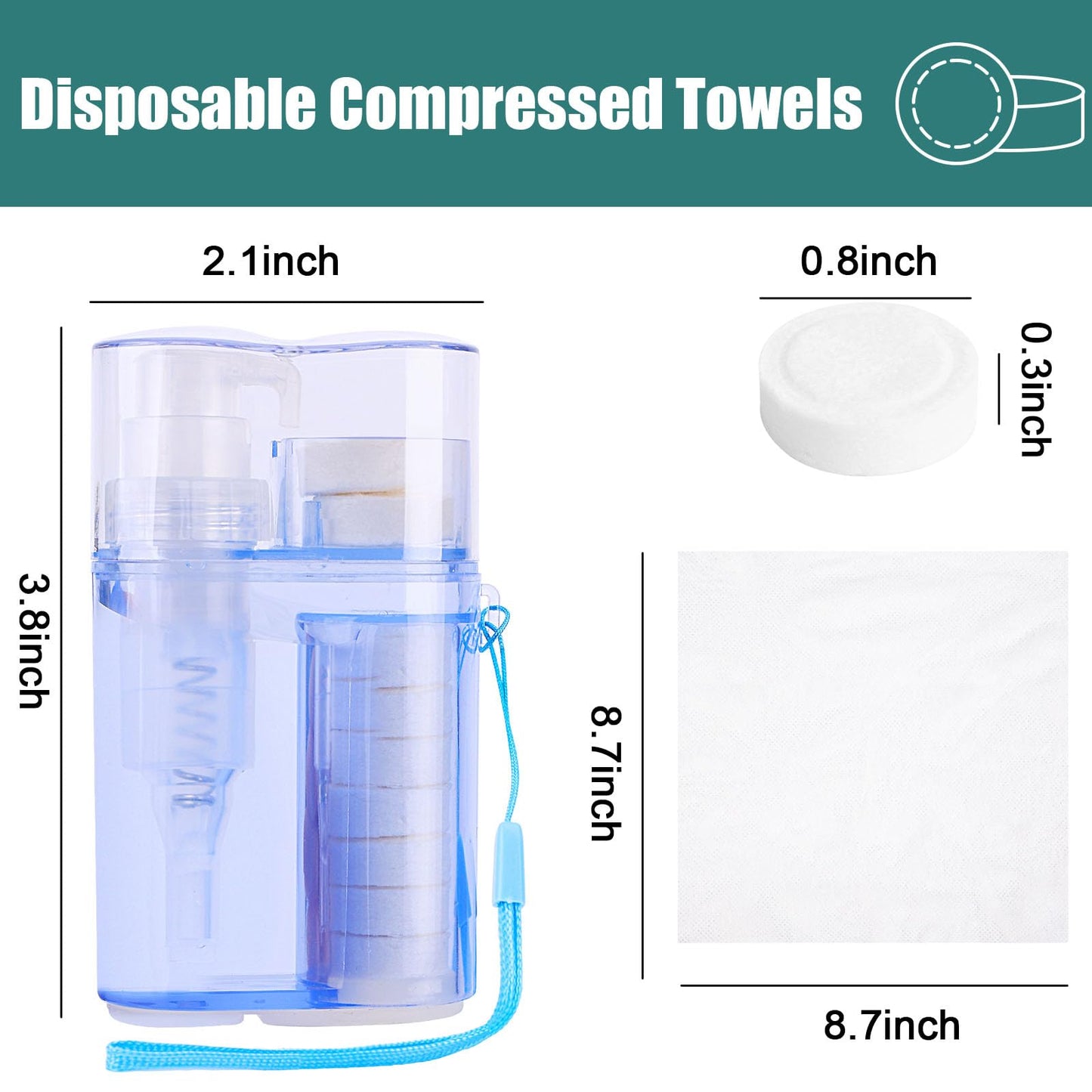 BigOtters Compressed Towels with Bottle, Disposable Towels for Face with Reusable Dispenser Carry Case Portable Washcloths Survival Kit for Outdoors Hiking Camping Hotel Travel