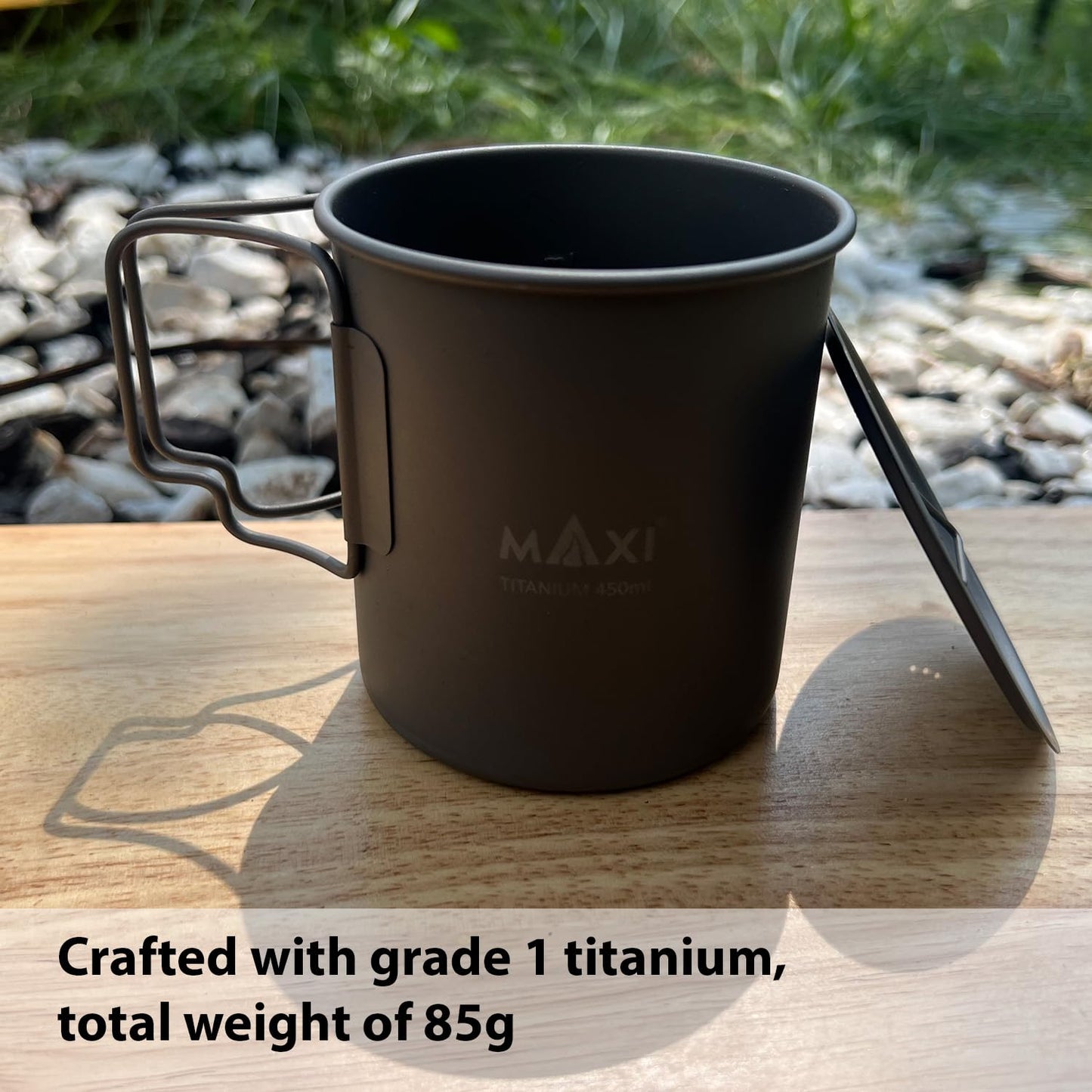 Portable 450ml Titanium Mug with Lid - Ideal for Outdoor Adventures