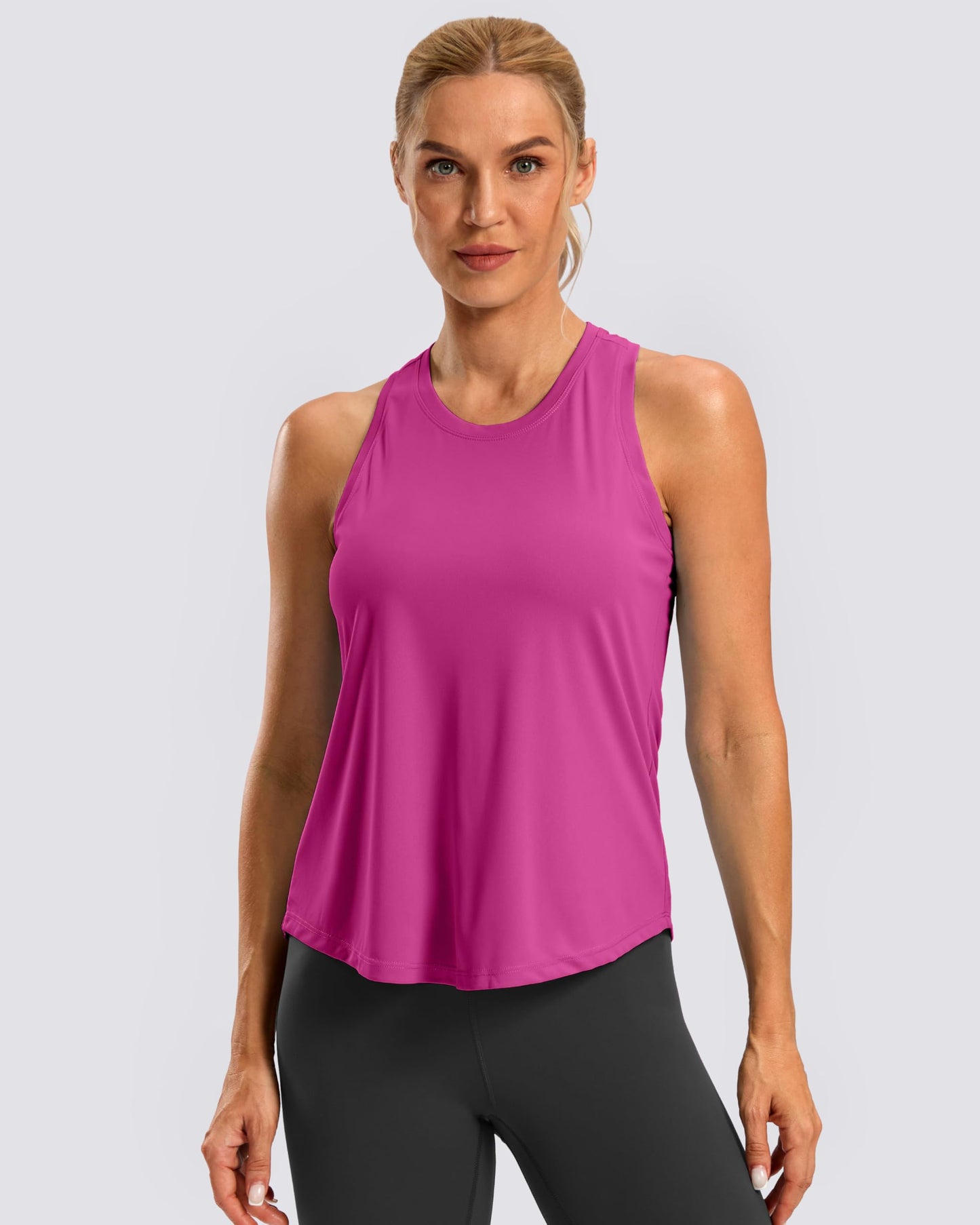 G Gradual Women's Workout Tank Tops Racerback Athletic Yoga Tops Loose Fit Sleeveless Running Gym Sports Shirts for Women(Rose Red,L)