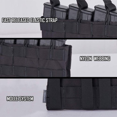 IDOGEAR Open-Top Triple Mag Pouch 5.56mm MOLLE Mag Pouch Multi-Purpose Magazine Holder for Outdoor Sports