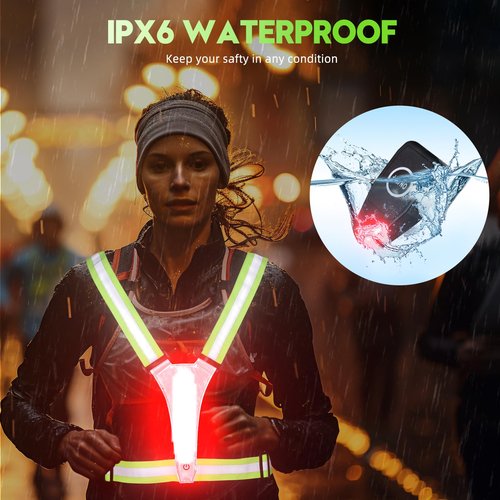 Xeiophoy LED Reflective Vest Running Gear, High Visibility Reflective Running vest, 5 Lights Colors Rechargeable Safety Running Vests for Walking Running Cycling Jogging, Adjustable for Men Women Kids