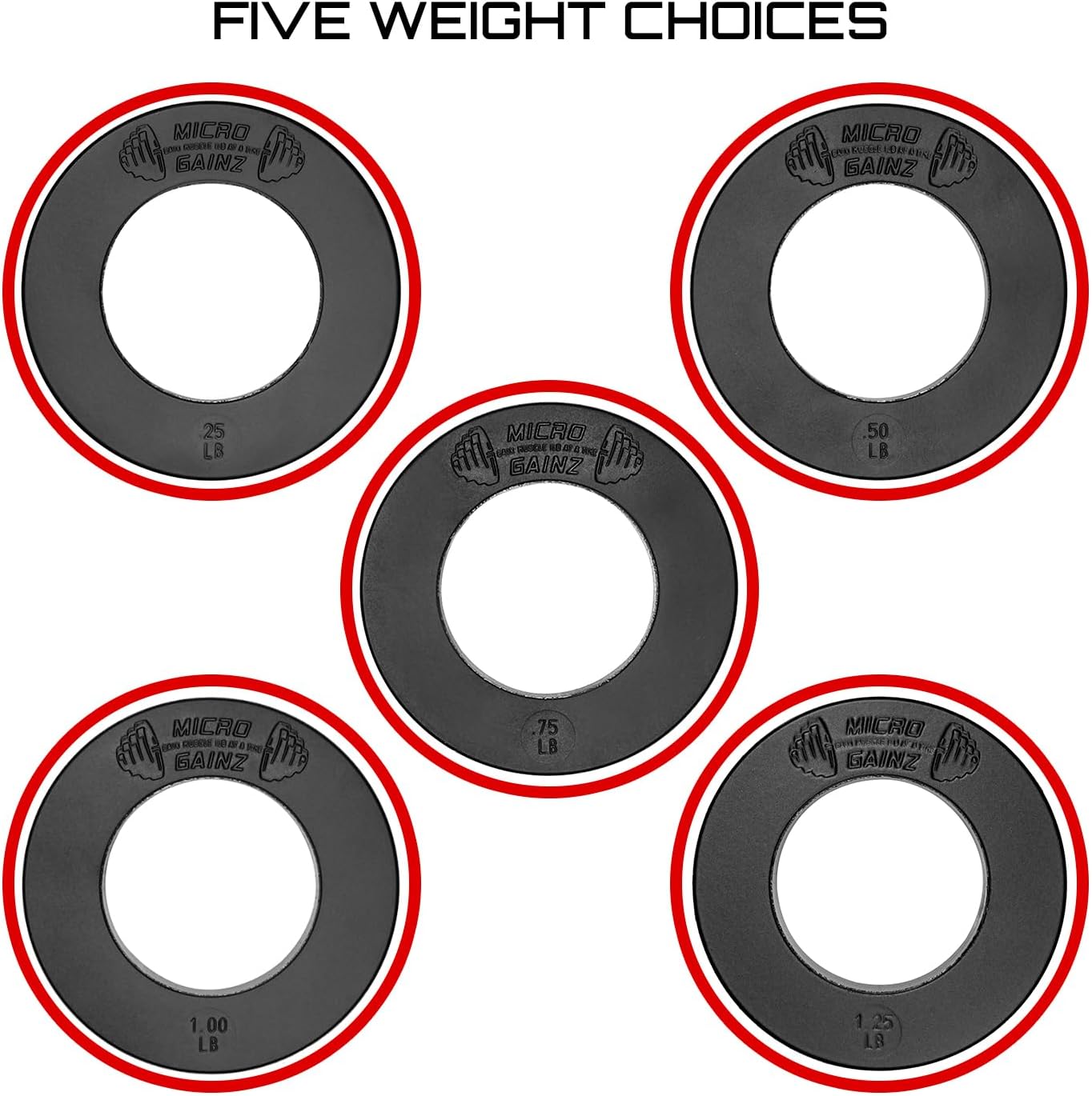 Micro Gainz Olympic Fractional Weight Plates Set, 10 Piece Olympic Weight Plates Set with Bag, Designed for Olympic Barbells for Strength Training and Micro Loading, Made in USA