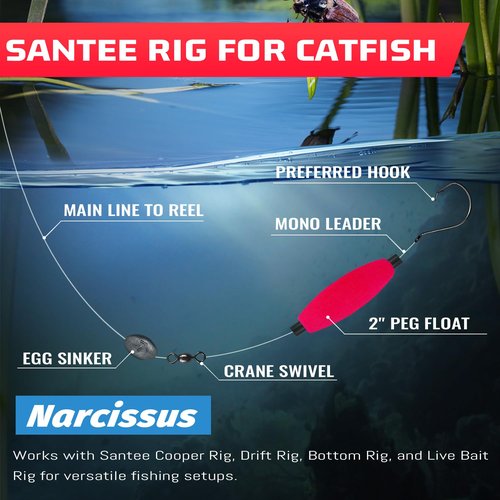 Narcissus Fishing Bobbers Floats for Catfish, Vibrant Hard Foam Fishing Peg Floats,Strong Buoyancy for Fishing Freshwater Saltwater,Perfect for Santee Catfish Rig