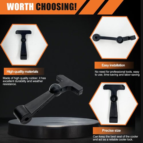 Black Replacement Cooler Latches (4 Pack) - Compatible with Yeti Tundra Cooler Accessories and RTIC Cooler - Premium Durable Rubber Latches - Easy to Install
