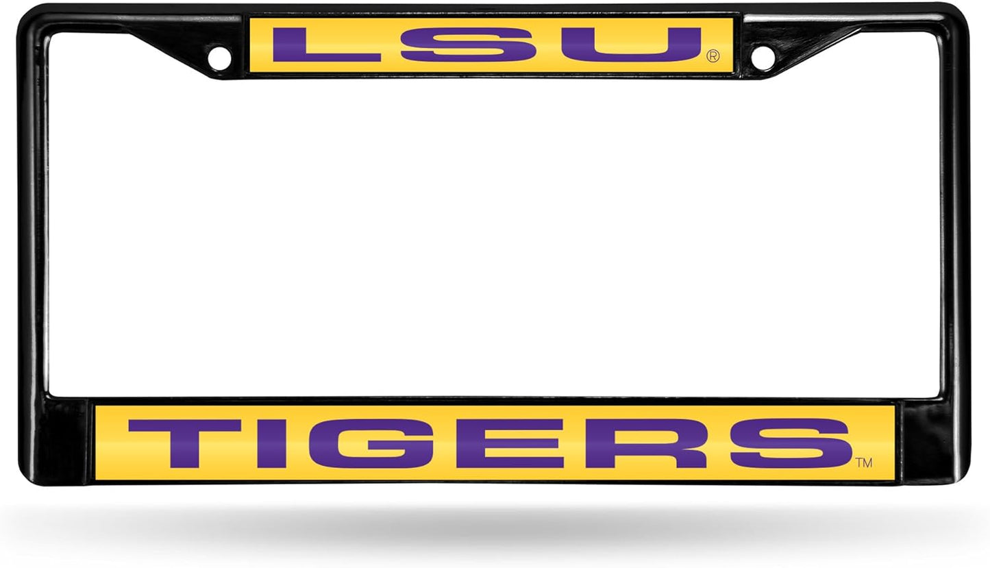 Rico Industries NCAA Black Laser Cut Chrome Frame 12" x 6" Black Laser Cut Chrome Frame - Car/Truck/SUV Automobile Accessory