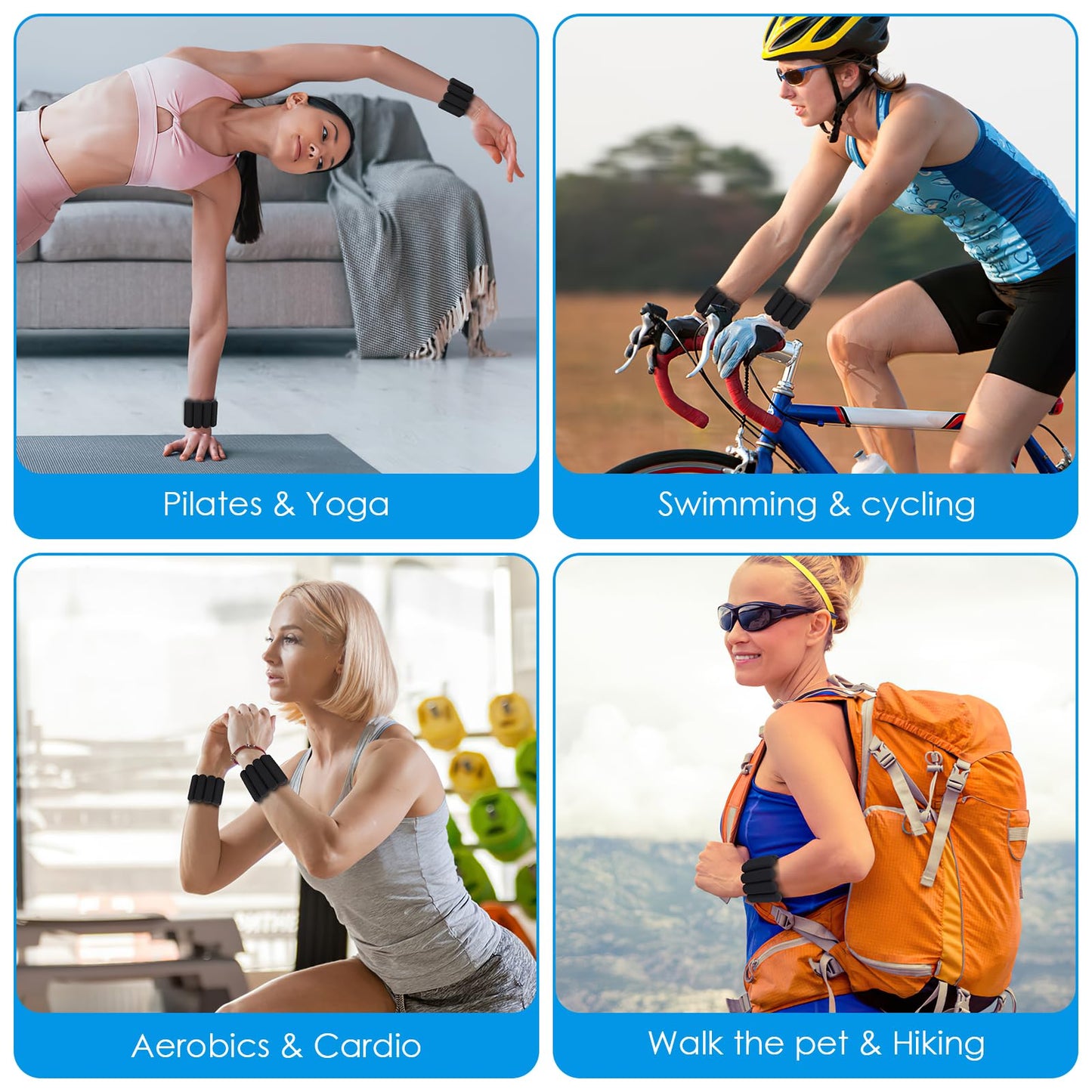 AMIR Wrist Weights, Adjustable Ankle Weights For Women, Waterproof Leg Strength Training Wrist For Yoga Running Swimming Pilates (1Pair, 1 lb Each)