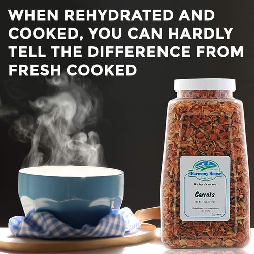 Harmony House Foods Dehydrated Diced Carrots - Air Dried Vegetables for Soup and Cooked Dishes, Great for Camping, Survival, and Backpacking, 15 Ounce Jar