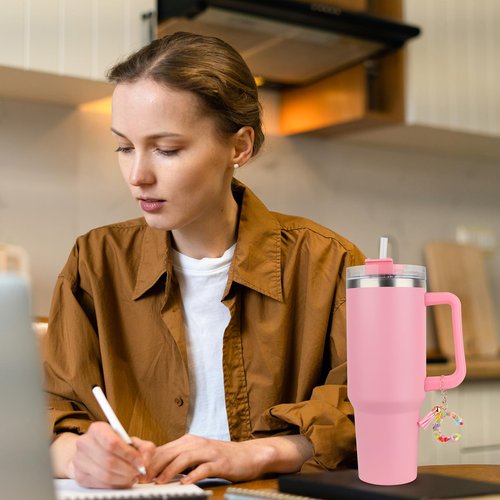DECZHIYU Letter Charms Accessories for Stanley Cup, Initial C Charm for Stanley 30 40oz Tumbler with Letter&Tassel, Glitter Charms for Stanley Cup Accessories, Initial Keychain Gifts for Women