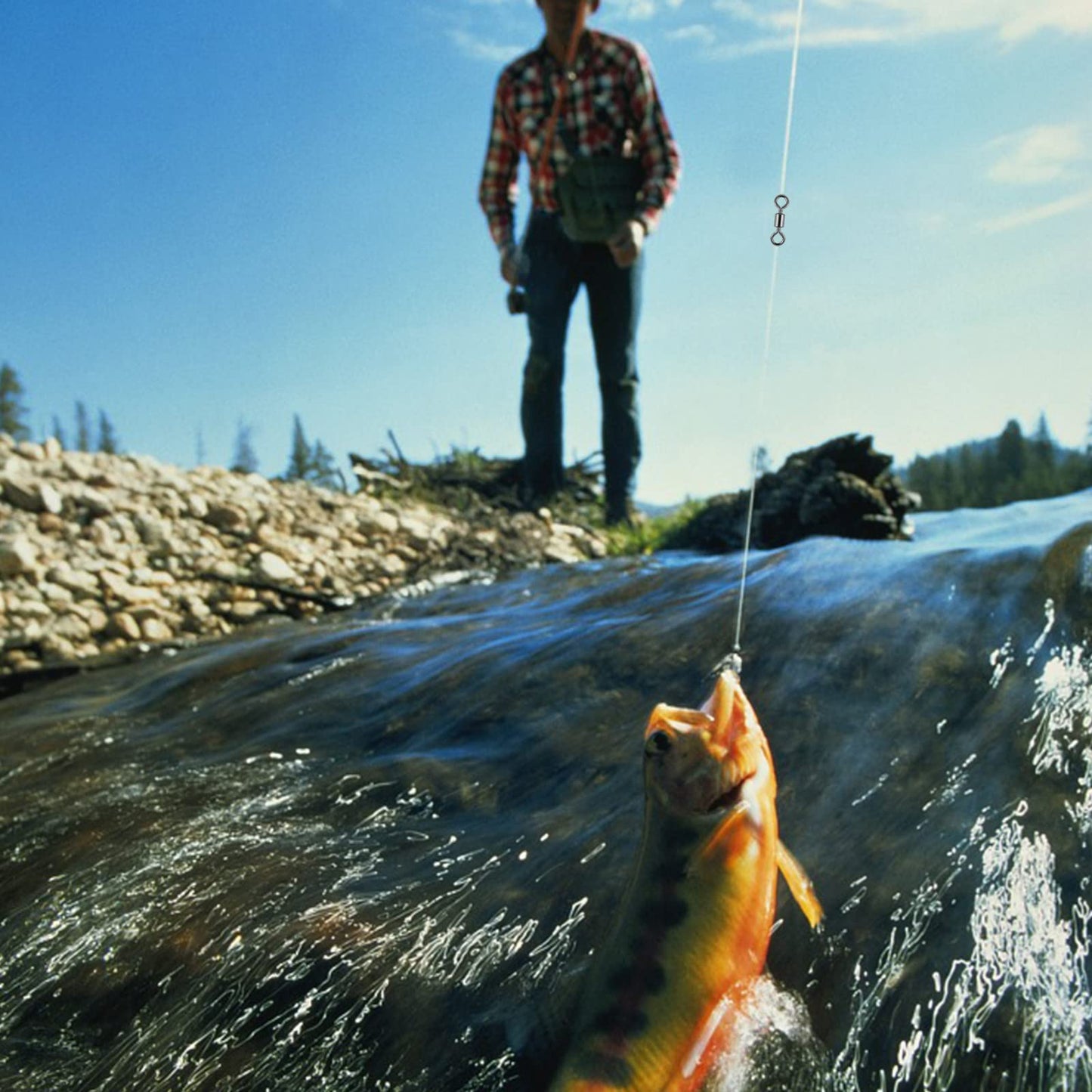 Alwonder 100PCS Micro Swivels for Fly Fishing, Small Rolling Barrel Swivels Fly Fishing Tackles, High Strength Barrel Swivel Hook line Connector with Black Nickel Coating 20LB