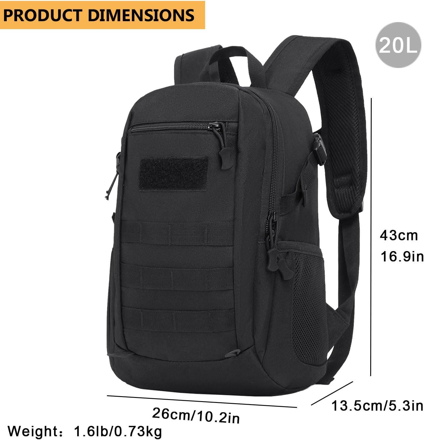 ArcEnCiel 10L/20L Mini X-Small Tactical Backpack MOLLE Daypack Gear Pack Camping Bag with Patch