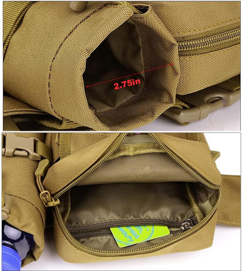 Tactical Waist Pack With Detachable Water Bottle Holder Pocket Fanny Pack & Outdoor Lumbar Bag for Hiking Travelling Climbing Cycling Camping Shopping Hunting Fishing