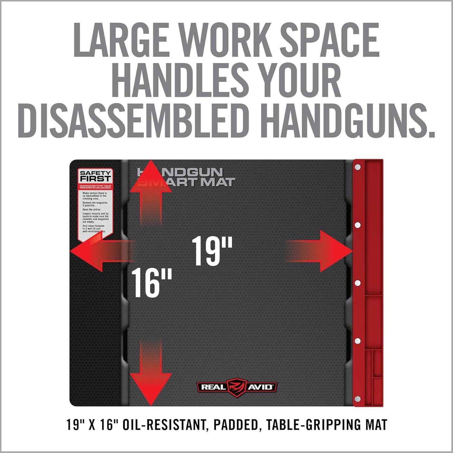 Real Avid Handgun Cleaning Kit with Gun Cleaning Mat & Magnetic Tray for 9mm, .40, .45 Caliber Pistols
