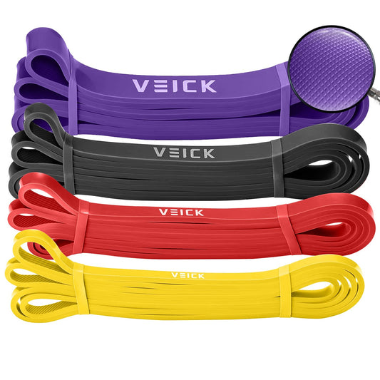 VEICK Resistance Bands for Working Out, Rubber Exercise Band Set for Men Women, Heavy Full Body Elastic Workout Bands Equipment for Home Fitness Gym, 4pcs