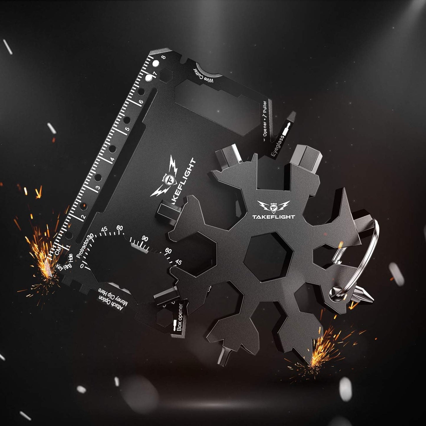 Valentines Day Gift For Him, TF TakeFlight Tactical EDC Credit Card Multitool Gifts Set, Ultimate Multi Tool Pocket Gadgets for Men, Snowflake Screwdriver, Wallet Survival Gear, Durable TactileCard