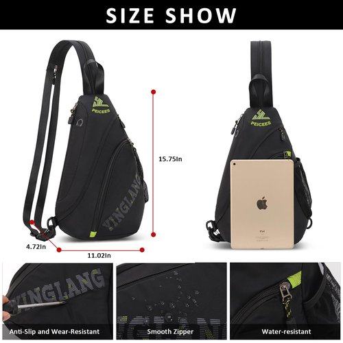 Peicees Bags for Men Waterproof Sling Bag Crossbody Shoulder Bag for Women Chest Daypack Backpack for Travel Bike Hiking, Gray